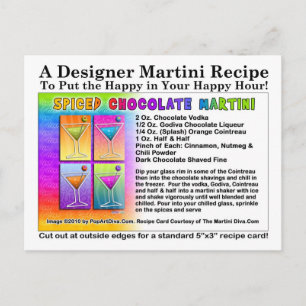 Carte postale Recette Martini au chocolat épicé