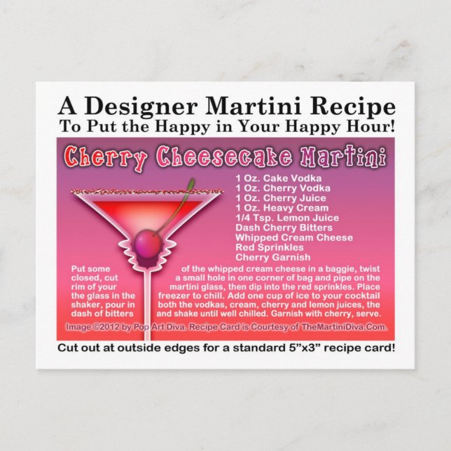 Carte postale Recette Martini au fromage Cherry (Devant)