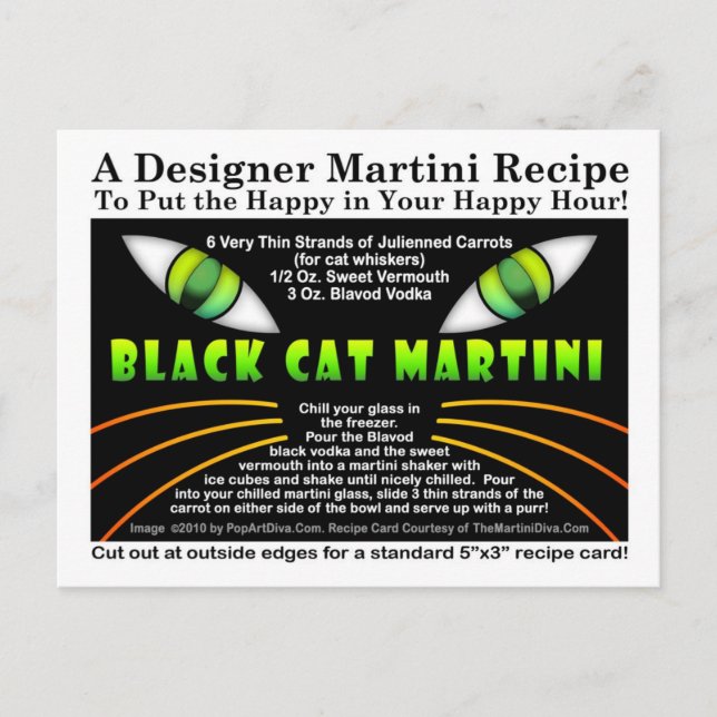 Carte postale Recette Martini Chat Noir pour Hallo (Devant)