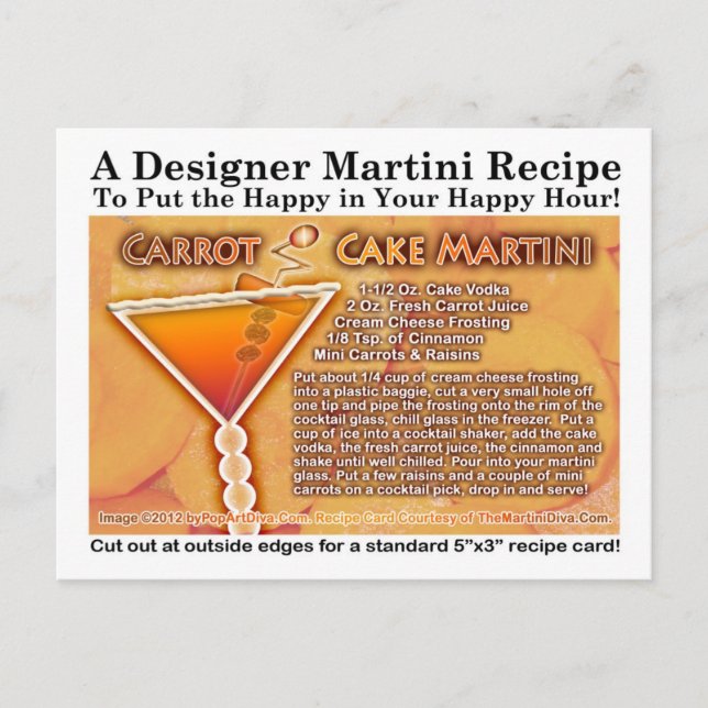 Carte postale Recette Martini gâteau carotte (Devant)