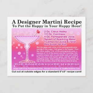 Carte postale Recette Martini grenade