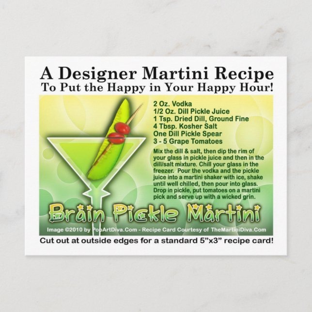 Carte postale Recette Martini Halloween Pickle Cer (Devant)