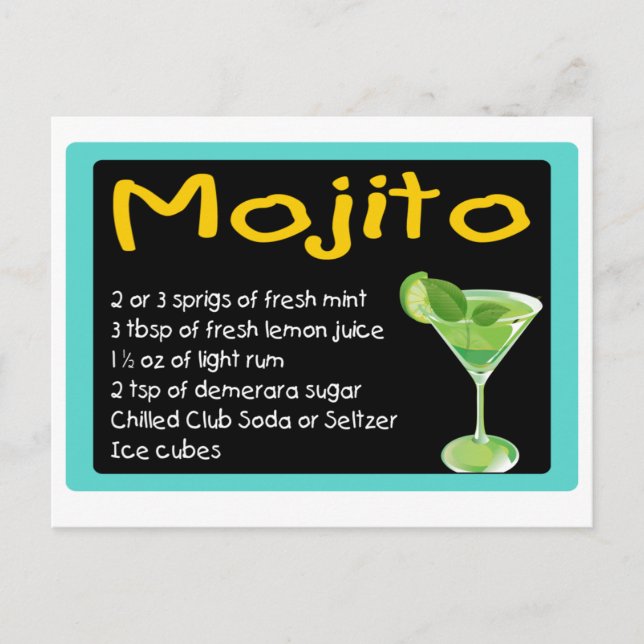 Carte Postale Recette Mojito (Devant)