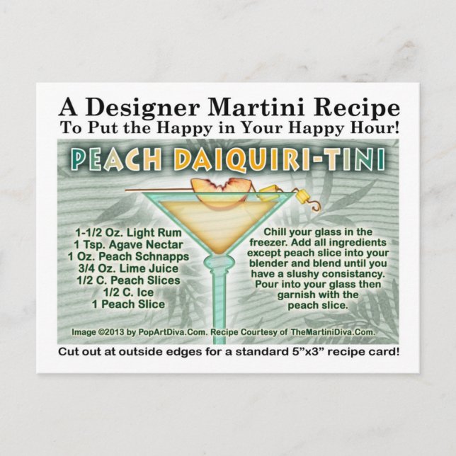 CARTE POSTALE RECETTE PEACH DAIQUIRI MARTINI (Devant)
