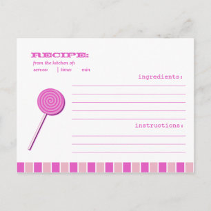 Carte Postale Recette Pink Lollypop
