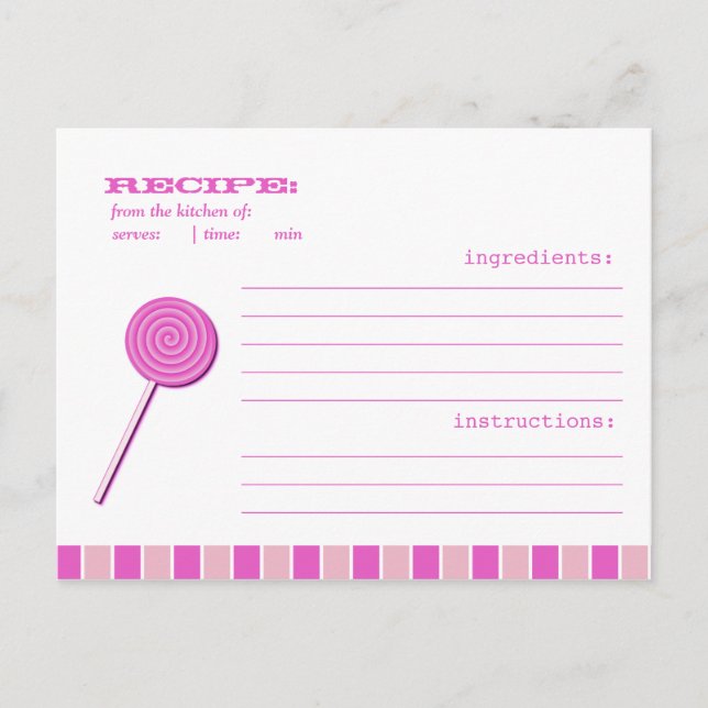 Carte Postale Recette Pink Lollypop (Devant)