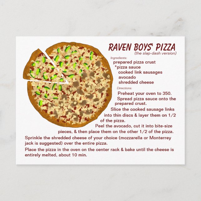 Carte postale Recette Pizza Boys Raven (Devant)