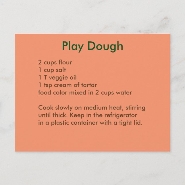 Carte postale Recette Playdough dans les couleurs  (Devant)