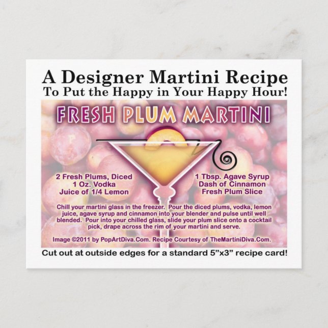 Carte postale Recette Plum Martini frais (Devant)