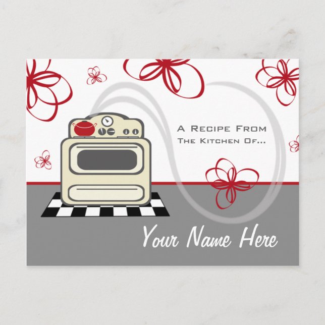 Carte postale Recette - Rétro Stove Moderne Cuisin (Devant)