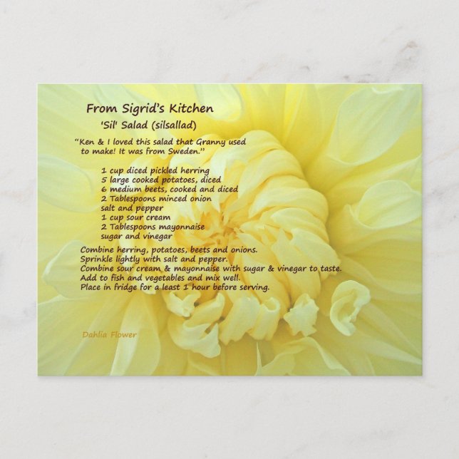 Carte postale Recette Salade Sil (Devant)