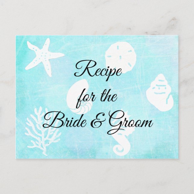 Carte Postale Recette Seashells en bord de mer pour la mariée Ma (Devant)