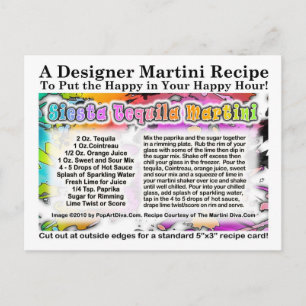 Carte postale Recette Siesta Tequila Martini