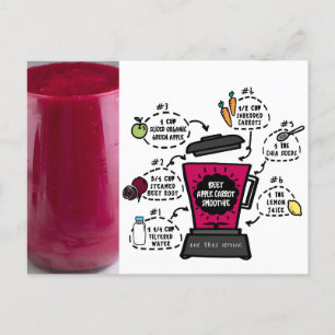 Carte Postale Recette Smoothie de la carotte de la pomme de bett
