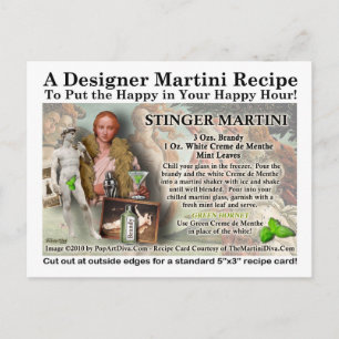Carte postale Recette Stinger Martini