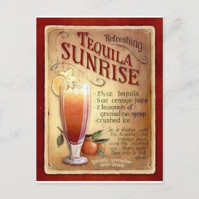 Carte Postale recette tequila sunrise (Devant)