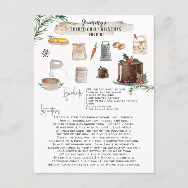 Carte Postale Recette traditionnelle de pudding de Noël | Vacanc (Devant)