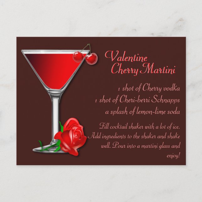 Carte Postale Recette Valentine Cherry Martini (Devant)