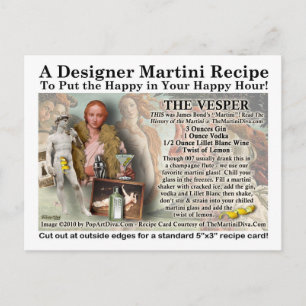 Carte postale Recette Vesper Martini