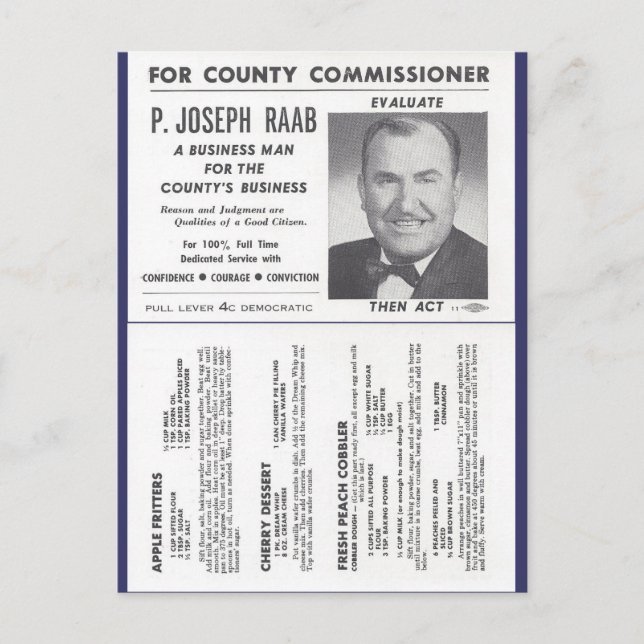 Carte Postale Recettes de l'Orchard de Joe Raab et publicité pol (Devant)