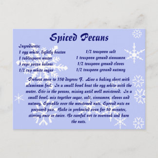Carte postale Recettes de Pecans épicés