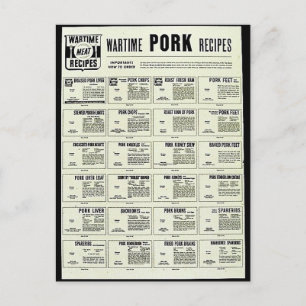 Carte Postale Recettes de porc en temps de guerre