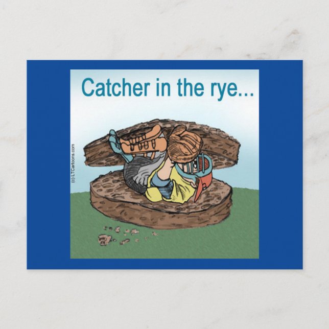 Carte Postale Receveur de baseball dans les blés (Devant)