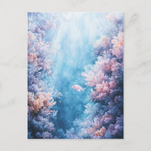 Carte Postale Récif corallien rose et pêche sous l'eau de la nat