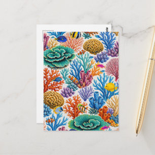 Carte Postale Récif de corail coloré poisson tropical