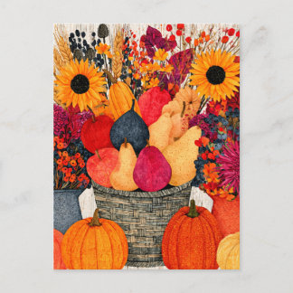 Carte Postale Récolte d'automne colorée, couleurs vives,
