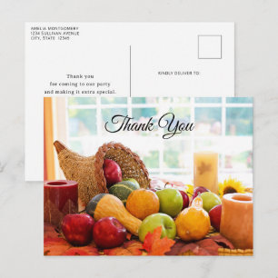 Carte Postale Récolte de ferme Table de remerciement d'abondance