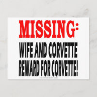 Récompense de la femme et de la corvette disparue 