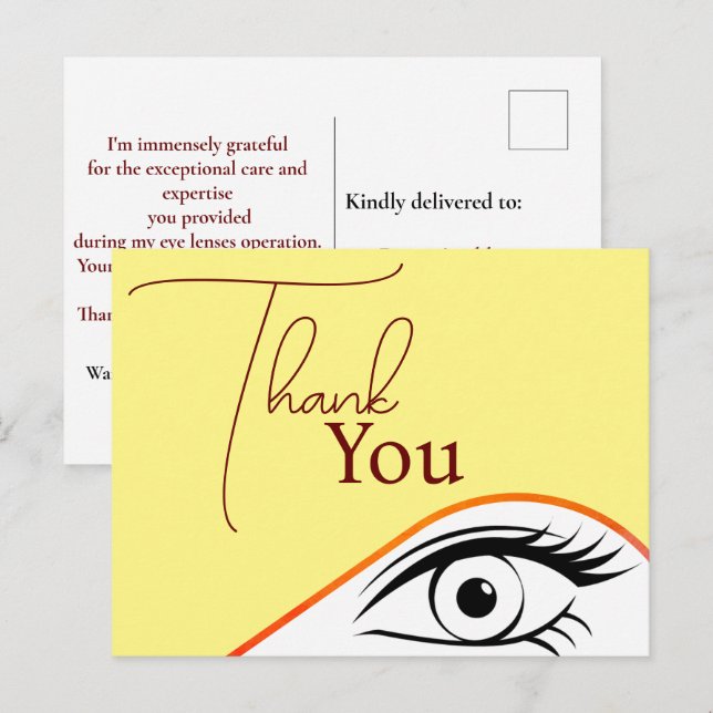 Carte Postale Reconnaissant envers un chirurgien oculaire vision (Devant / Derrière)