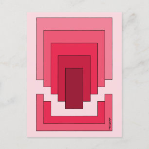 Carte Postale Rectangle Abstrait en rouge