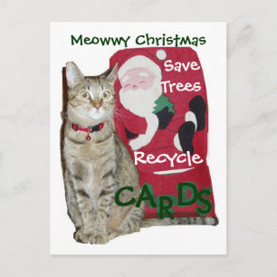 Carte postale Recyclage de Noël Meowwway
