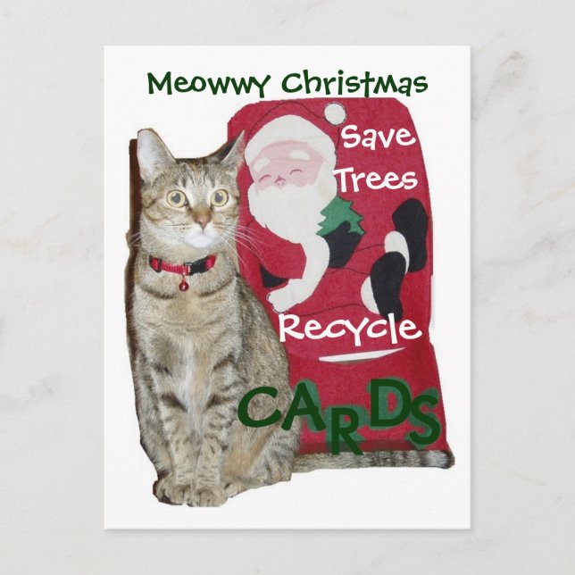 Carte postale Recyclage de Noël Meowwway (Devant)