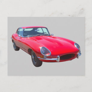 Carte Postale Red 1964 Jaguar XKE Antique Sports Car