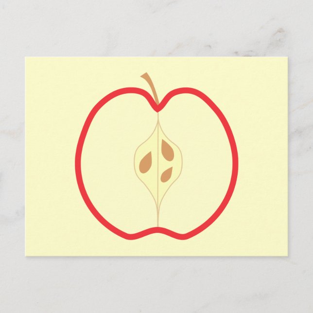 Carte Postale Red Apple Half, sur arrière - plan crème. (Devant)