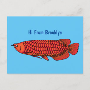 Carte Postale Red Arowana fish cartoon