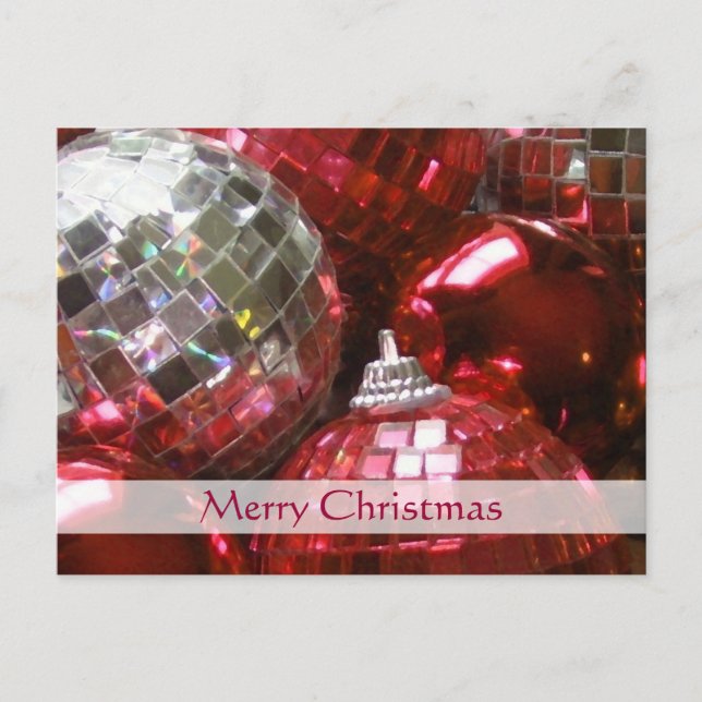 Carte postale Red Baubles 'Joyeux Noël' (Devant)