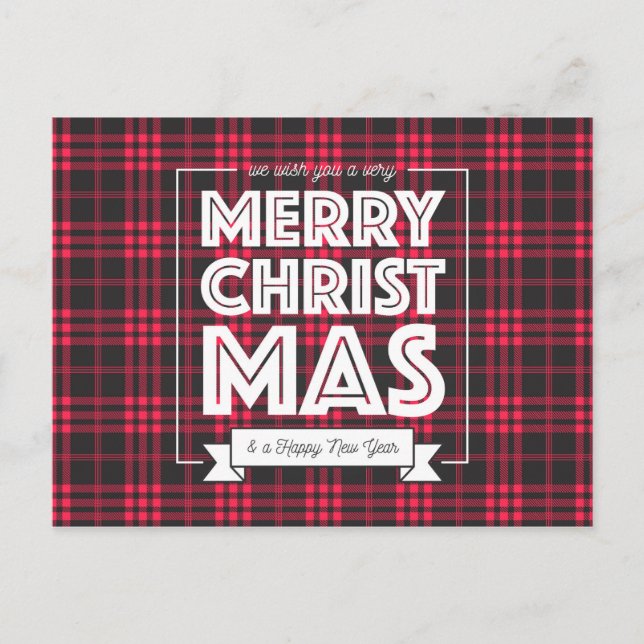 Carte Postale Red Buffalo Plaid Joyeux Noël (Devant)