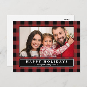 Carte Postale Red Buffalo Plaid Photo Holiday