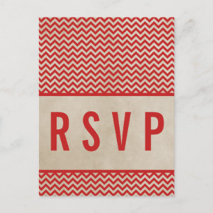Carte postale Red Chic Chevron RSVP