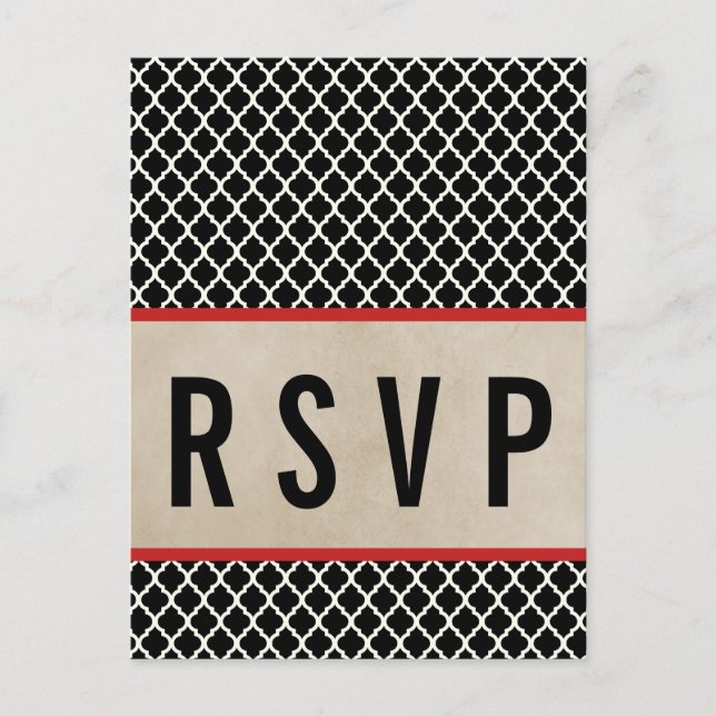 Carte postale Red Chic Quatrefoil RSVP (Devant)