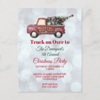 Red Christmas Delivery Truck with Xmas Tree Party