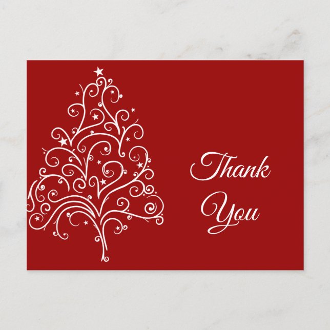 Carte Postale Red Christmas Tree Vacances hiver Merci (Devant)