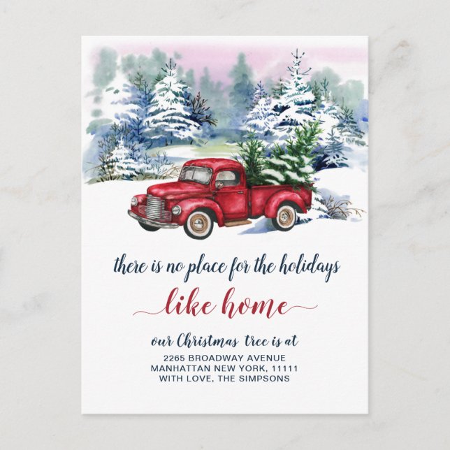 Carte Postale Red Christmas Truck Holiday Moving Faire-part (Devant)