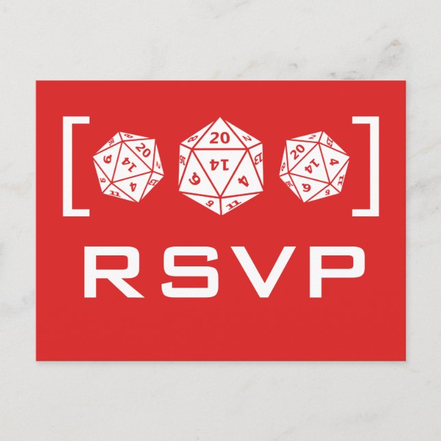 Carte postale Red D20 Dice Gamer RSVP (Devant)