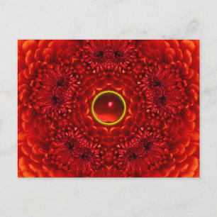 Carte Postale RED DAHLIA ET RUBY GEMSTONE Floral