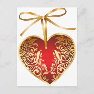 Carte Postale Red Damask Heart